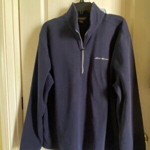 NWT Eddie Bauer Navy Blue 1/4 Zip Pullover Mock Neck Sweater Sweatshirt Man XL